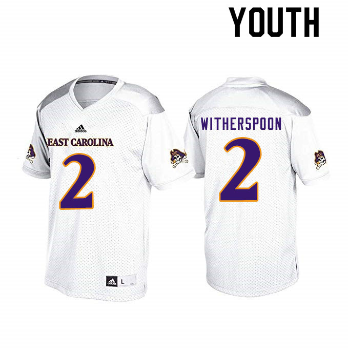 Youth #2 Michael Witherspoon ECU Pirates College Football Jerseys Sale-White - Click Image to Close